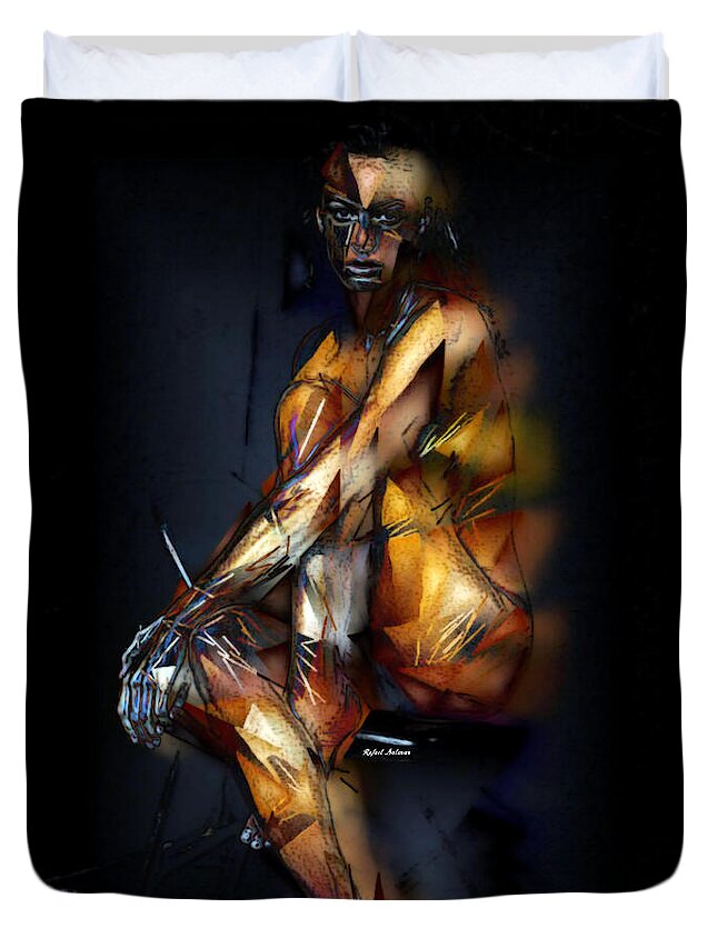 Rafael Salazar Duvet Cover featuring the digital art Are You Looking for Me by Rafael Salazar