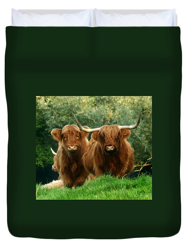 Cow Duvet Cover featuring the photograph Are You Talking To Us by Ang El