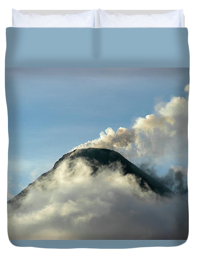 Arenal Duvet Cover featuring the photograph Arenal Volcano Above the Clouds by Ted Keller