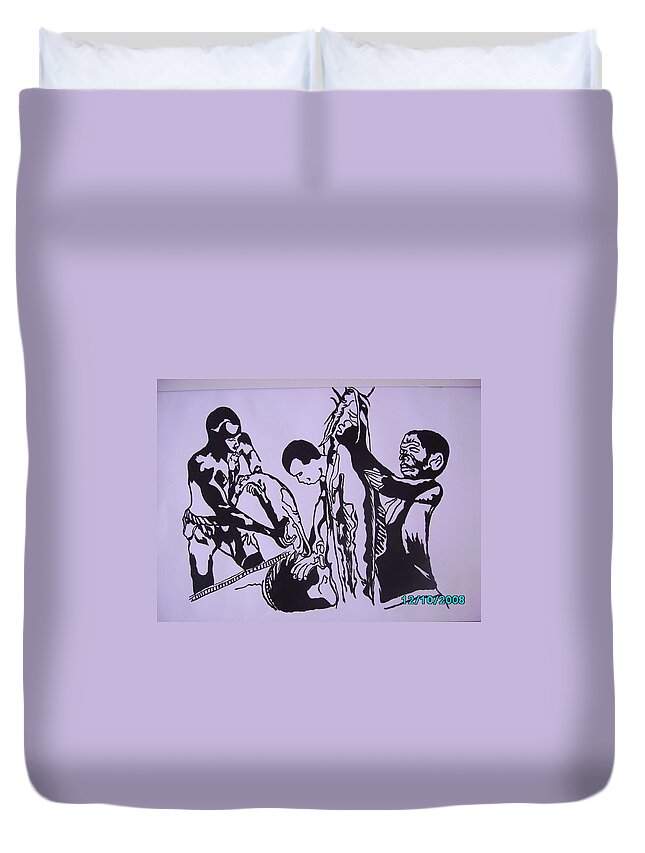 Festival Duvet Cover featuring the painting Argungun Fish Festival by Olaoluwa Smith