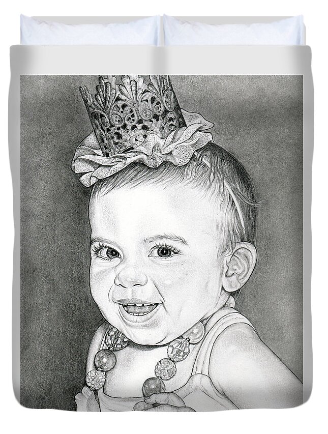 Pencil Drawing Duvet Cover featuring the drawing Arianna by Daniel Carvalho