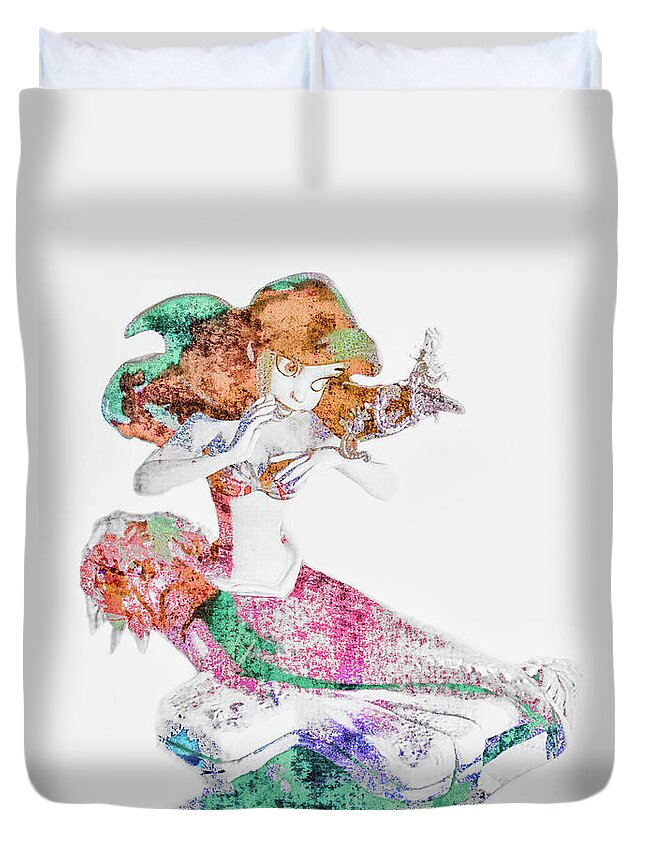 Mermaid Duvet Cover featuring the mixed media Ariel by Pamela Williams