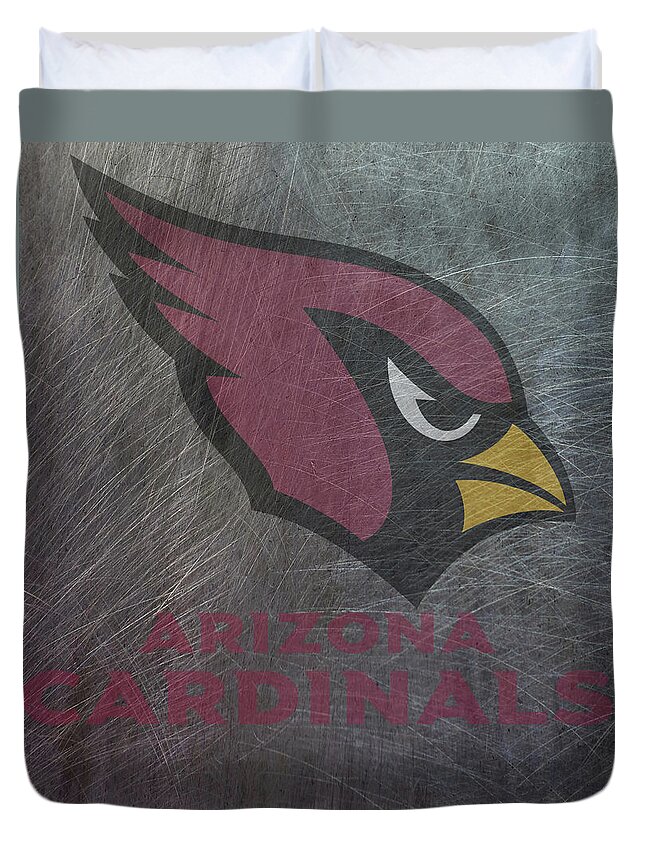 Arizona Duvet Cover featuring the mixed media Arizona Cardinals Translucent Steel by Movie Poster Prints