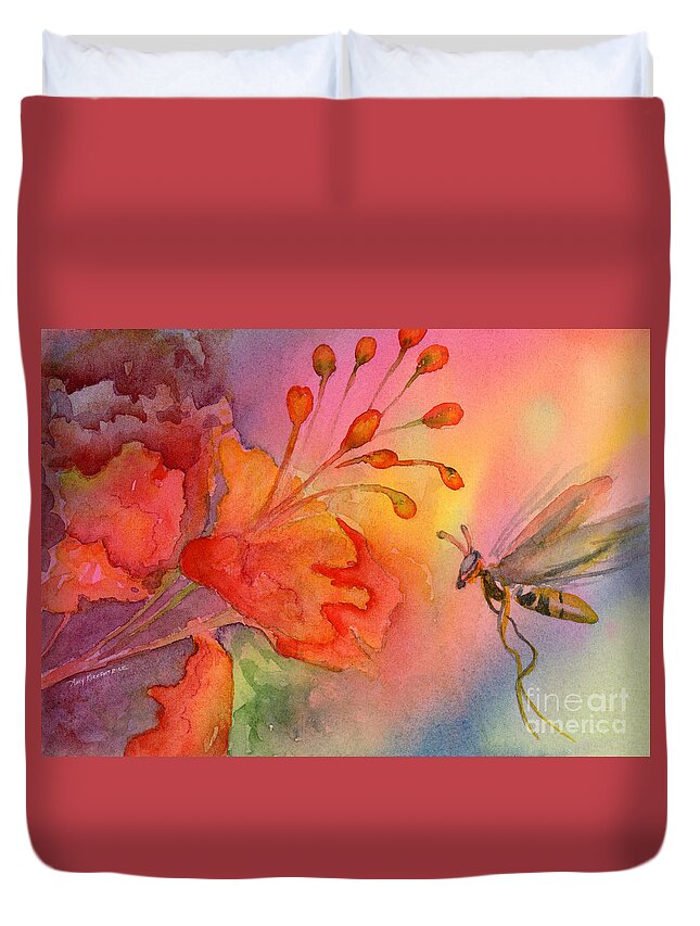 Wasp Duvet Cover featuring the painting Arizona Fairy by Amy Kirkpatrick