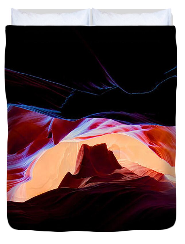 Antelope Duvet Cover featuring the photograph Arizona Underground by Peter Kennett