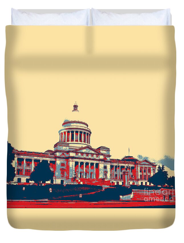 Arkansas Duvet Cover featuring the digital art Arkansas State Capitol by Karen Francis