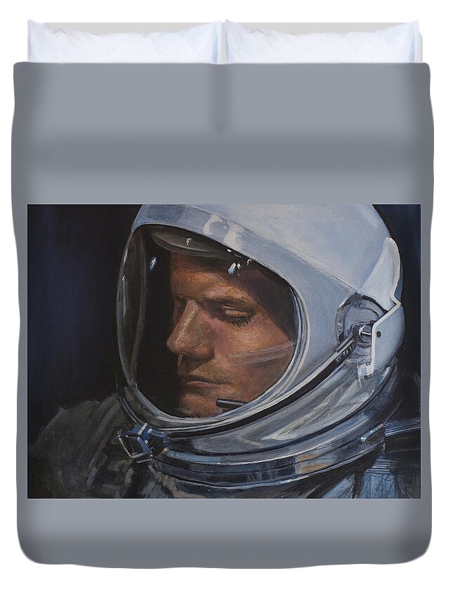  Duvet Cover featuring the painting Armstrong- Gemini VIII by Simon Kregar
