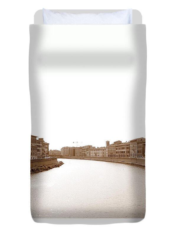 Arno Duvet Cover featuring the photograph Arno River in Pisa by Laurel Best