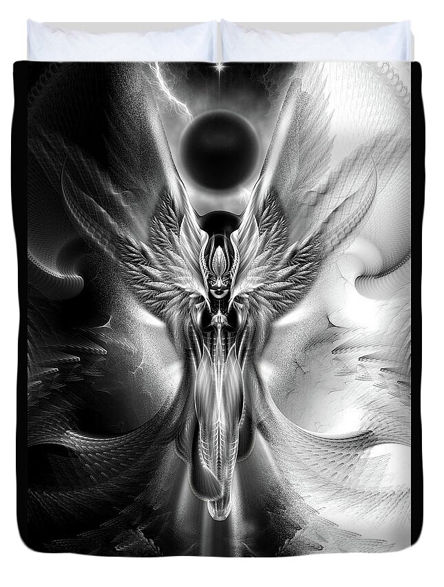 Arsencia Duvet Cover featuring the digital art Arsencia The Other Side Of Midnight Fractal Portrait by Rolando Burbon
