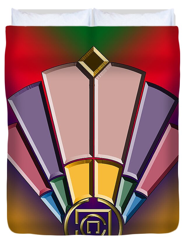 Staley Duvet Cover featuring the digital art Art Deco Fan 13 by Chuck Staley