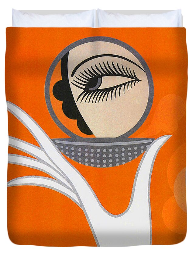 Art Deco Duvet Cover featuring the painting Art Deco Fashion illustration by Tina Lavoie
