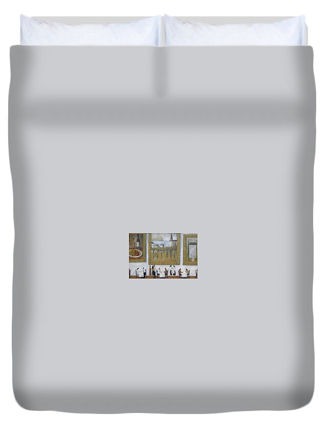 Art. Diners. Restaurant Duvet Cover featuring the painting Art Is Long, Life Is Short by Glenn Quist