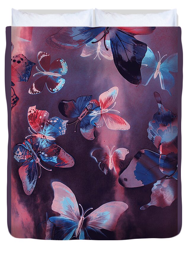 Butterfly Duvet Cover featuring the digital art Artistic colorful butterfly design by Jorgo Photography