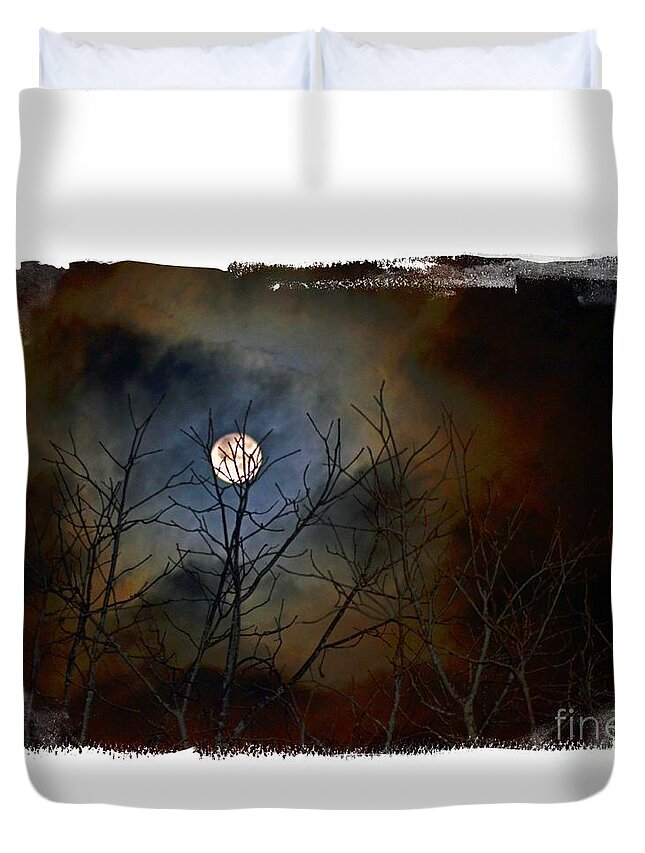 Moon Duvet Cover featuring the photograph Artsy Moon by Lila Fisher-Wenzel