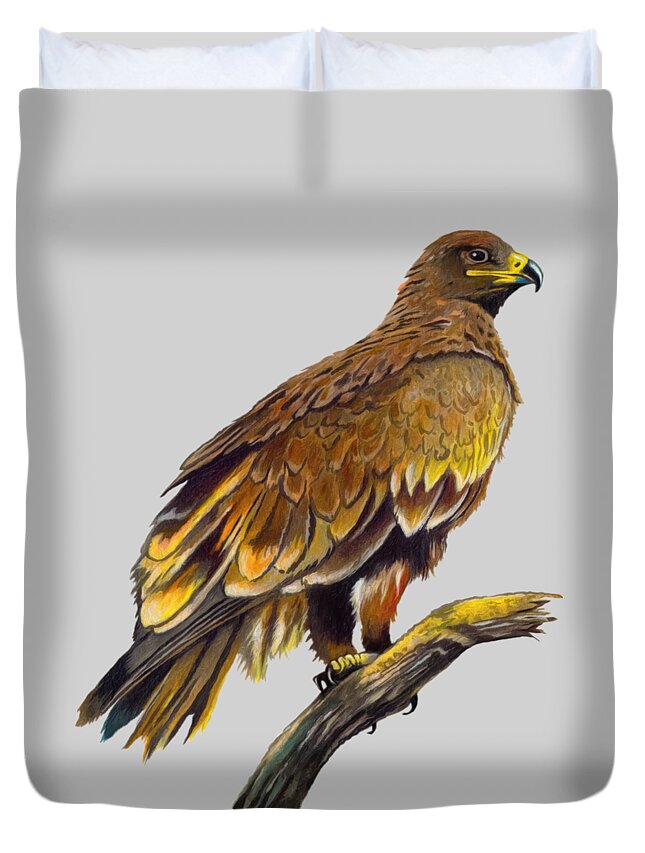 Steppe Eagle Duvet Cover featuring the painting Steppe Eagle by Anthony Mwangi
