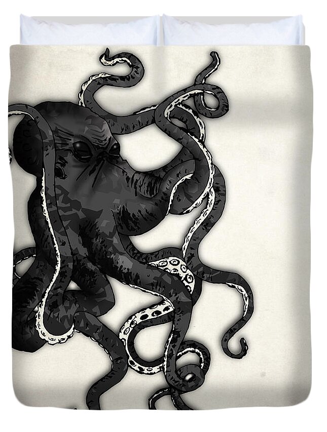 Sea Duvet Cover featuring the digital art Octopus by Nicklas Gustafsson