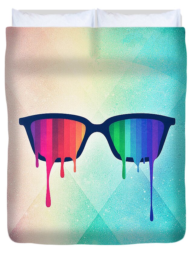 Love Wins Rainbow Spectrum Pride Hipster Nerd Glasses Duvet