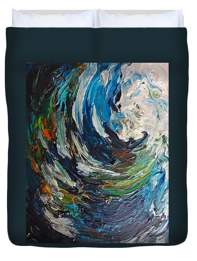 Abstract Duvet Cover featuring the painting Abstract Wild Wave by Michelle Pier