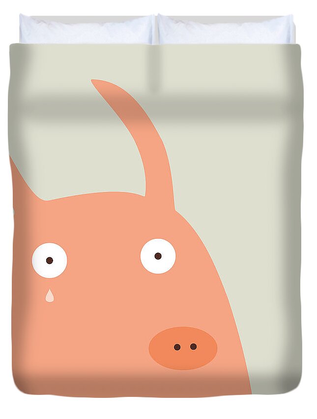 Pig Duvet Cover featuring the digital art Pigs and bunnies by Fuzzorama
