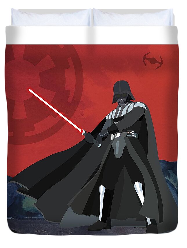 Star Wars Duvet Cover featuring the digital art Darth Vader Star Wars Character quotes poster by Lab No 4