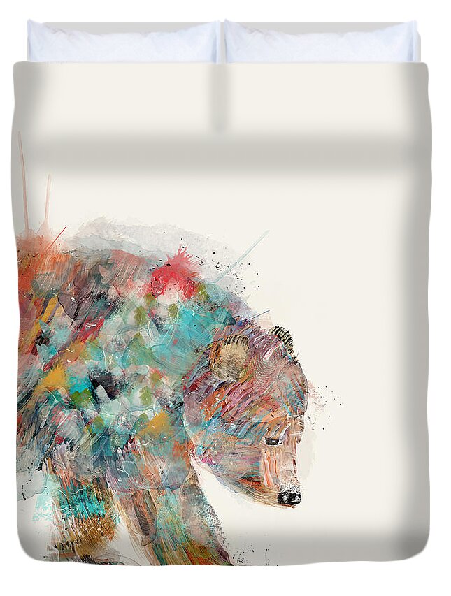 Bears Duvet Cover featuring the painting In Nature Bear by Bri Buckley