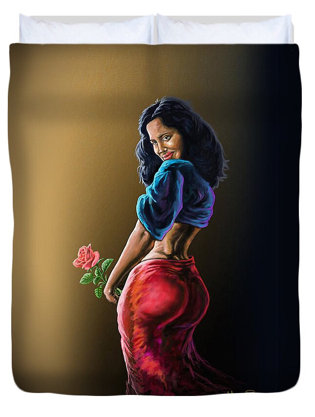 Kenya Duvet Cover featuring the painting Wild Rose by Anthony Mwangi