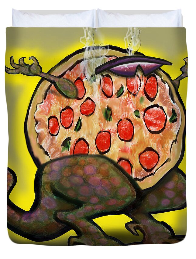 Pizza Duvet Cover featuring the digital art Pizza Zilla by Kevin Middleton
