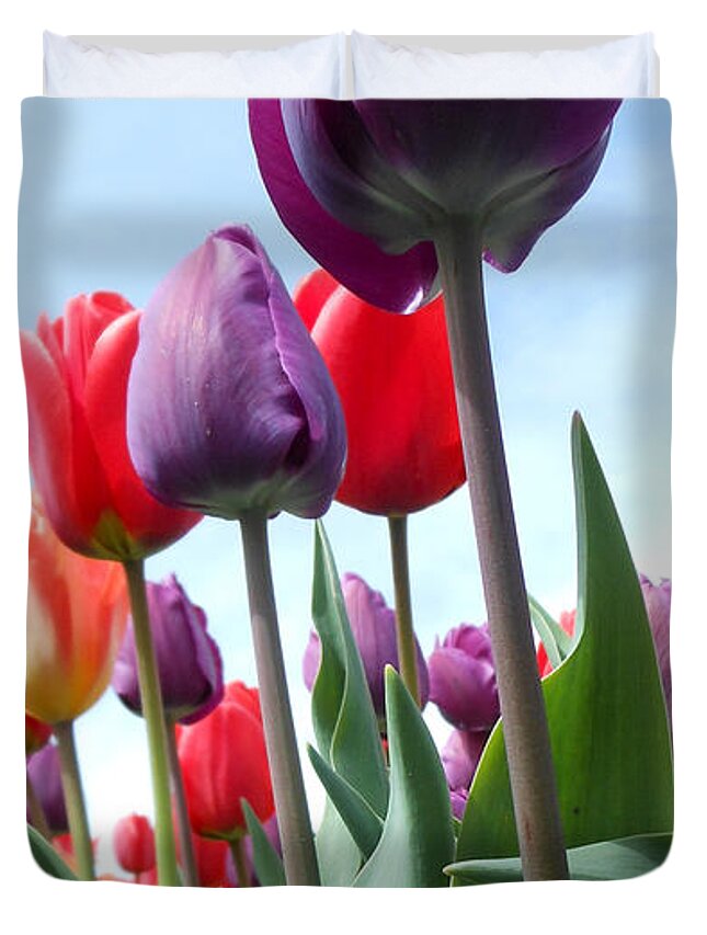 Tulip Duvet Cover featuring the photograph Pink Baby in Tulip Garden by Kristin Aquariann