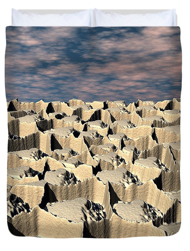 Sci Fi Duvet Cover featuring the digital art Surface of Another World by Phil Perkins