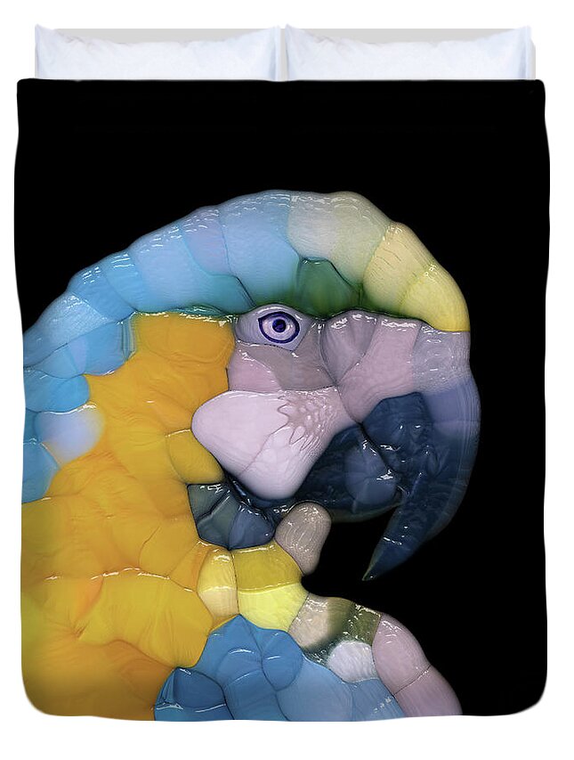 Parrot Duvet Cover featuring the digital art Colorful Glass Parrot by Phil Perkins