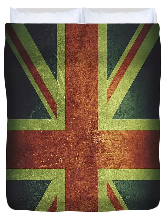 United Kingdom Duvet Cover featuring the painting United Kingdom Distressed Flag Dehner by David Dehner