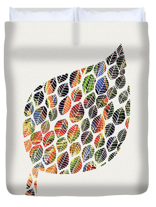 Leaves Duvet Cover featuring the digital art Leafy Palette by Deborah Smith