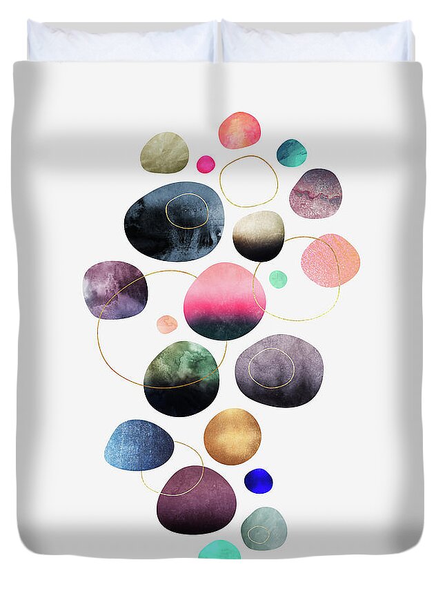 Graphic Duvet Cover featuring the digital art My Favorite Pebbles by Elisabeth Fredriksson