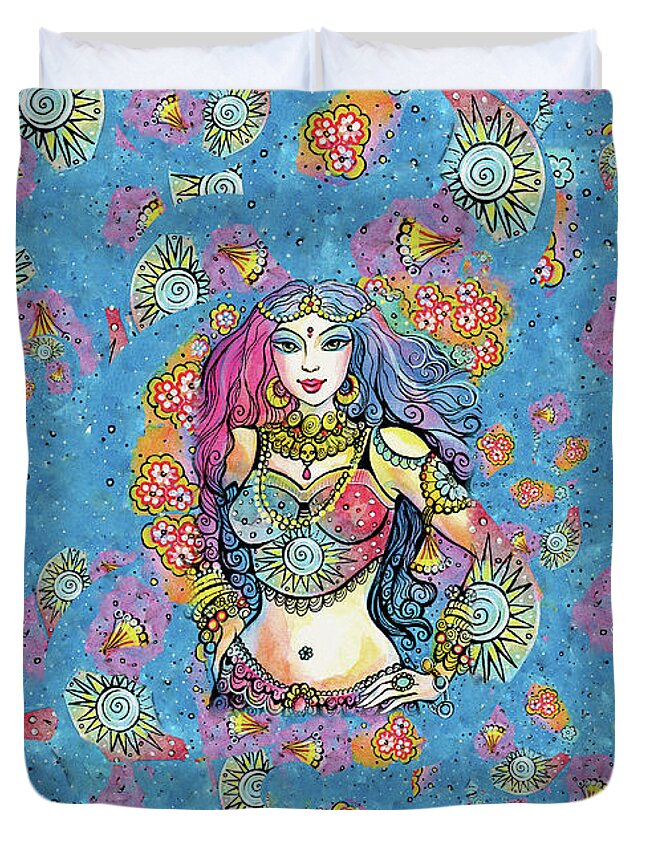 Indian Goddess Duvet Cover featuring the painting Kali by Eva Campbell