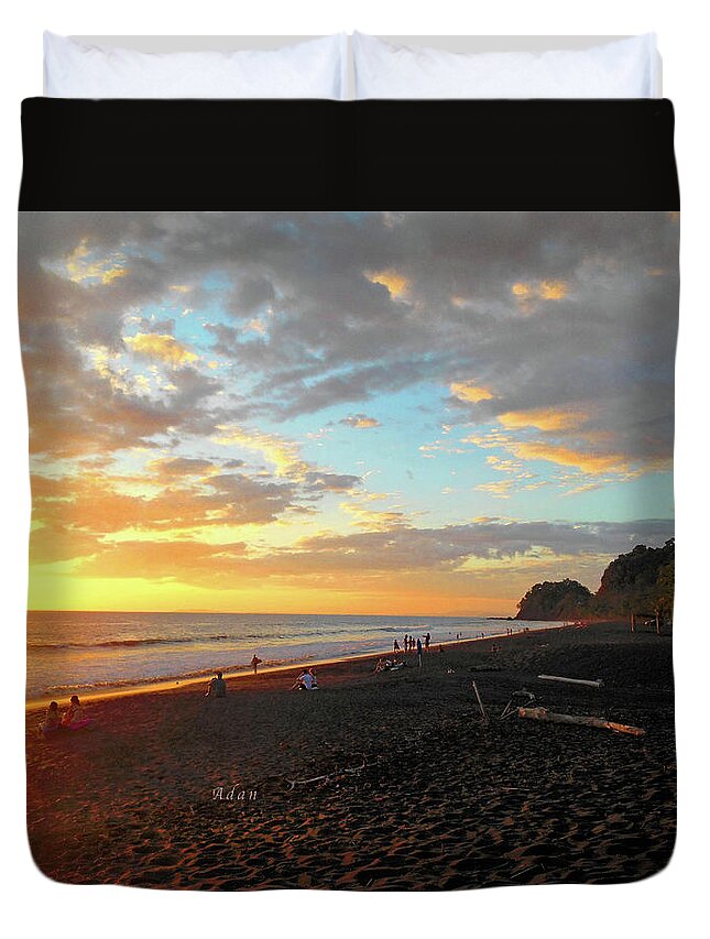 Costa Rica Duvet Cover featuring the photograph Playa Hermosa Puntarenas Costa Rica - Sunset A One by Felipe Adan Lerma