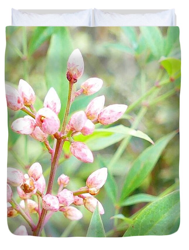 Photography Duvet Cover featuring the photograph Pale Powder Pink Plant by Ivana Westin