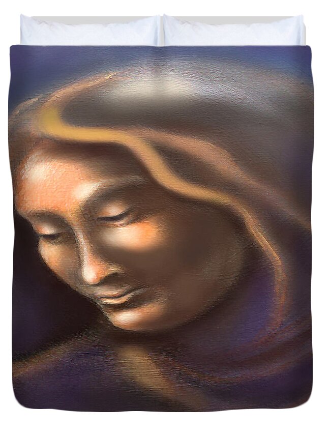 Madonna Duvet Cover featuring the digital art Spectrum of Emotion Sadness Grief #1 by Kevin Middleton
