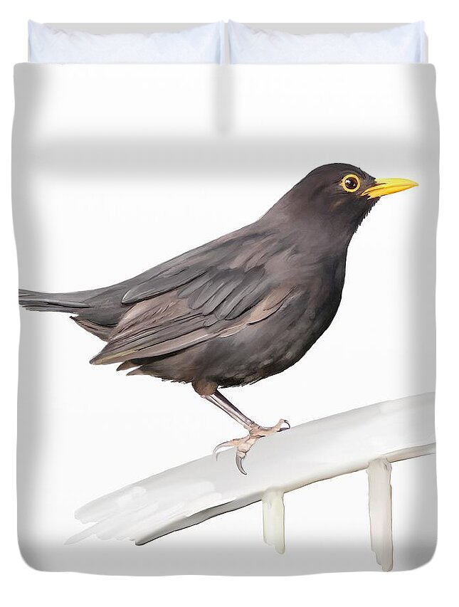 Painting Duvet Cover featuring the painting Ms. Blackbird is Brown by Ivana Westin