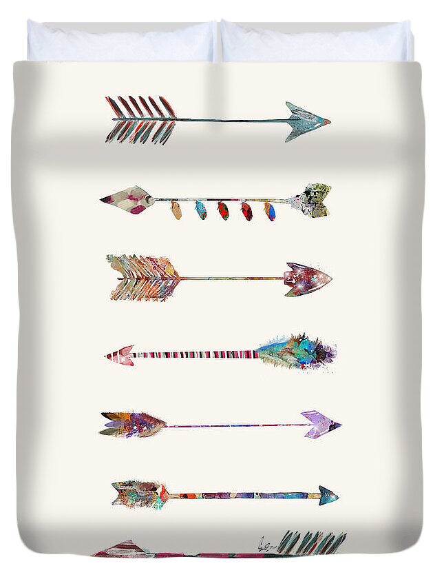 Arrows Duvet Cover featuring the painting 7 Arrows by Bri Buckley