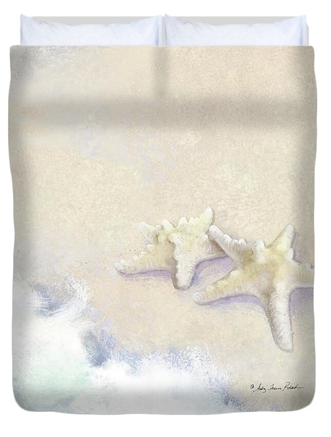 Impressionistic Style Duvet Cover featuring the painting Dance of the Sea - Knobby Starfish Impressionstic by Audrey Jeanne Roberts
