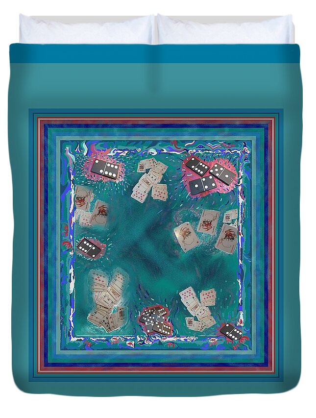 Surreal Duvet Cover featuring the mixed media Surreal Lake Art and Poem by Julia Woodman