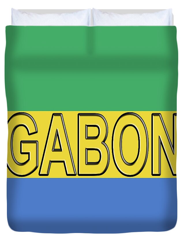 Africa Duvet Cover featuring the digital art Flag of Gabon Word. by Roy Pedersen