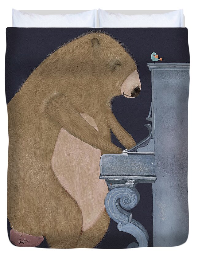 Bears Duvet Cover featuring the painting Boogie Bear by Bri Buckley