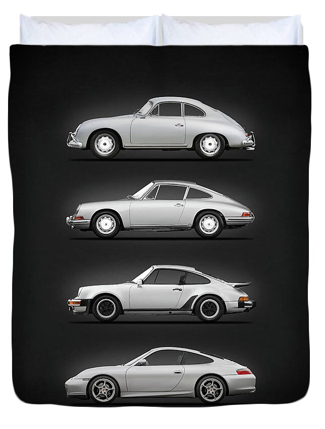 Porsche Duvet Cover featuring the photograph Evolution Of The 911 by Mark Rogan