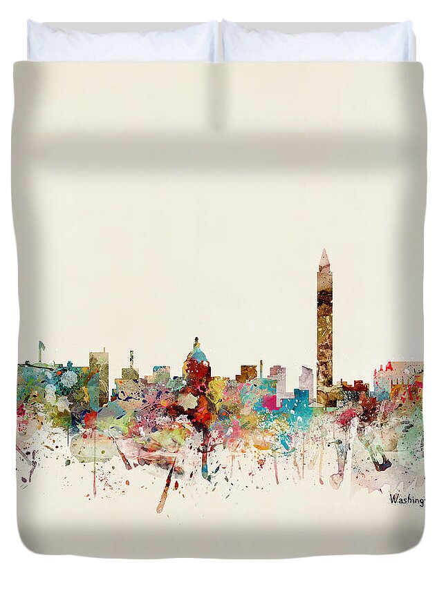 Washington Duvet Cover featuring the painting Washington Dc Skyline by Bri Buckley
