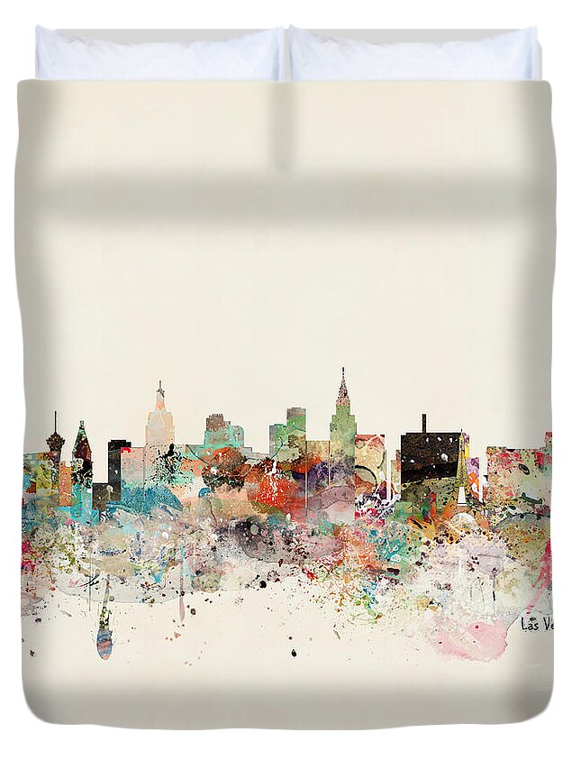 Las Vegas Duvet Cover featuring the painting Las Vegas Skyline #1 by Bri Buckley