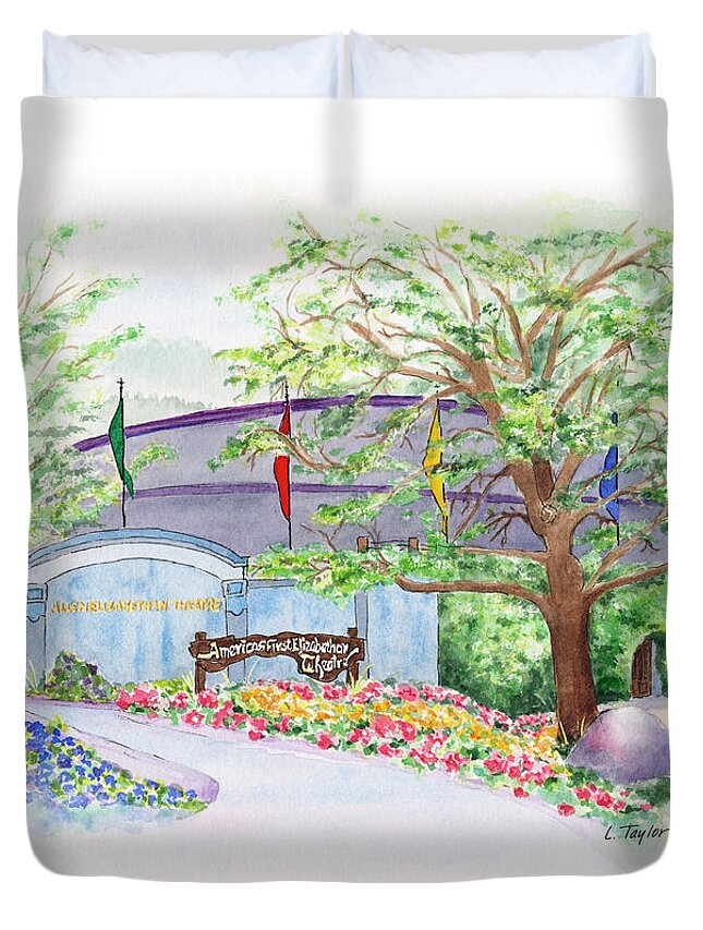 Shakespeare Festival Duvet Cover featuring the painting Show Time by Lori Taylor