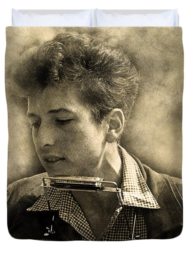 Bob Dylan Duvet Cover featuring the digital art Bob Dylan by Anthony Murphy