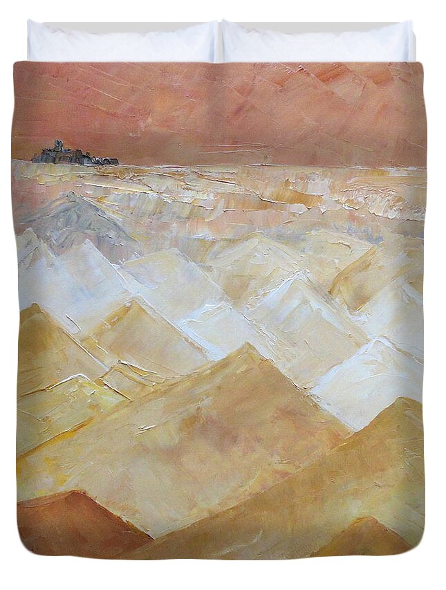 Mountain Duvet Cover featuring the painting Faraway Horizon by Angeles M Pomata