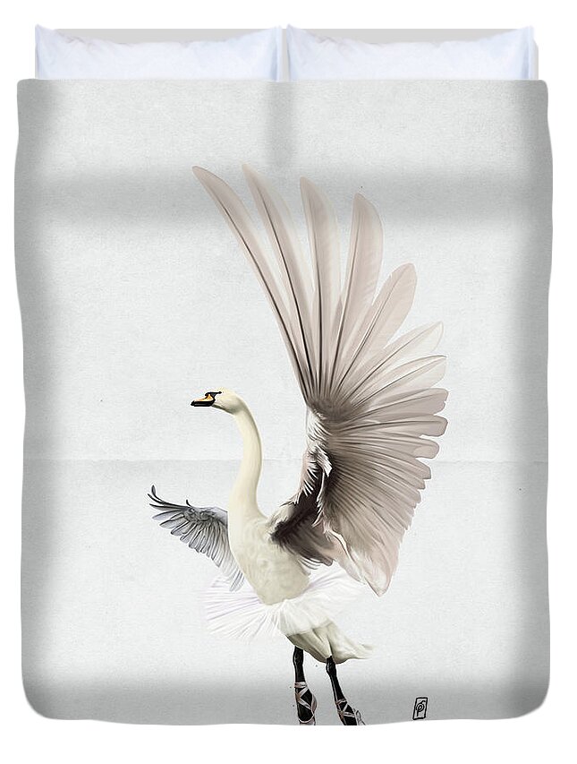 Swan Duvet Cover featuring the digital art Lake Wordless by Rob Snow